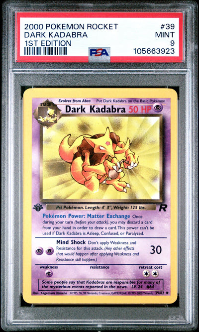 PSA 9 Dark Kadabra 39 1st Edition front