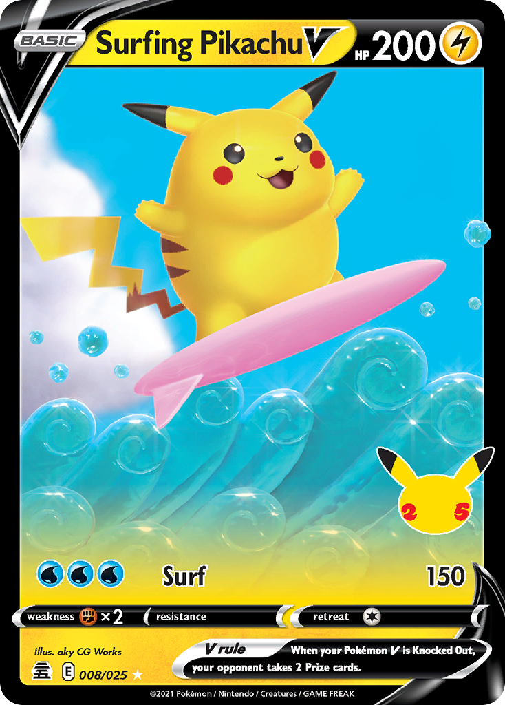 Surfing Pikachu V 8 Rare Holo V