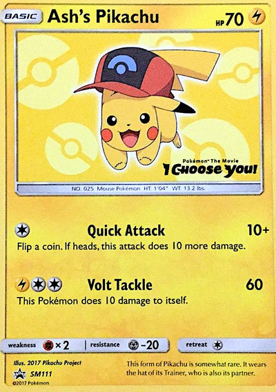 Ash's Pikachu SM111 — SM Black Star Promos