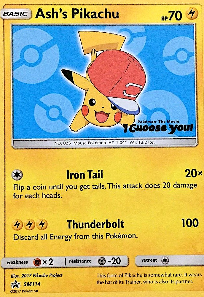 Ash's Pikachu SM114 — SM Black Star Promos
