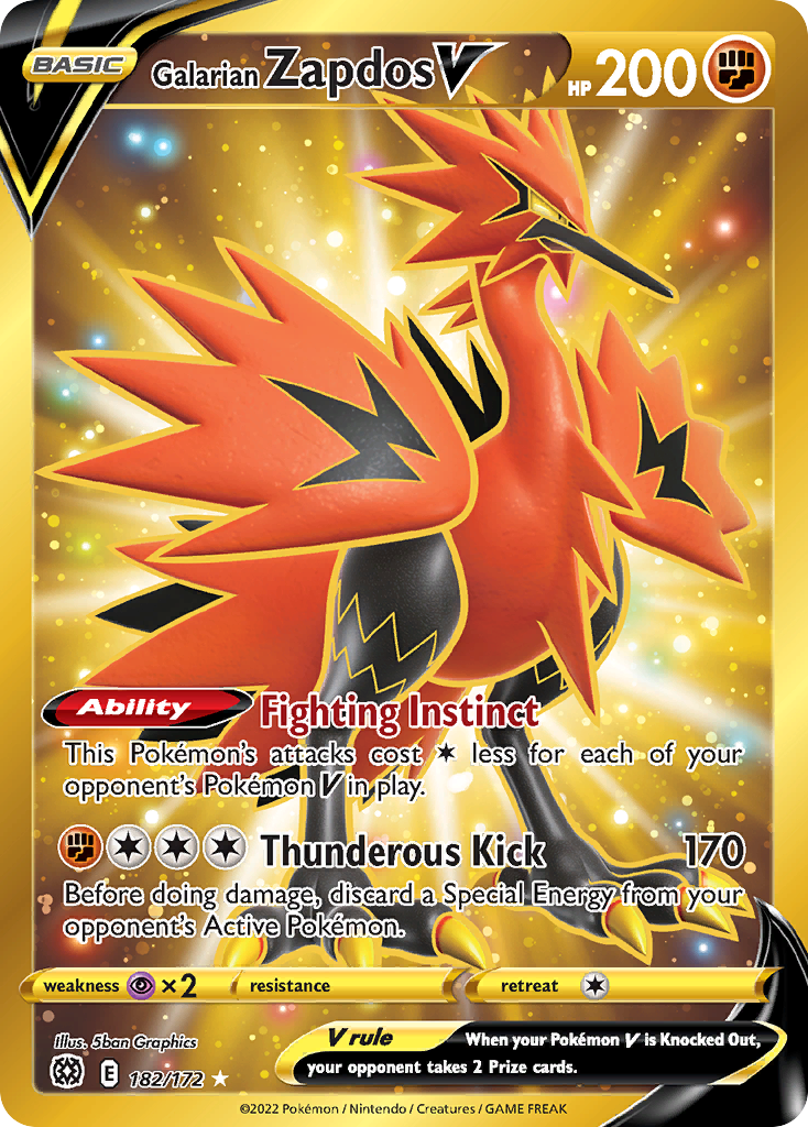 Galarian Zapdos V 182 — Brilliant Stars