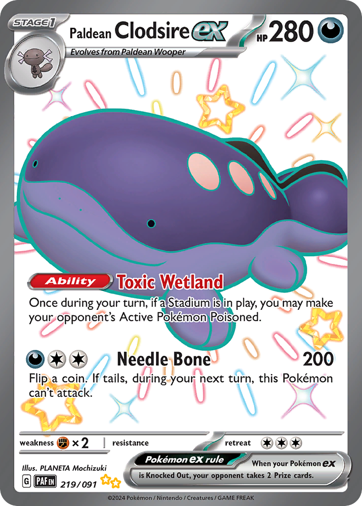 Paldean Clodsire ex 219 Shiny Ultra Rare