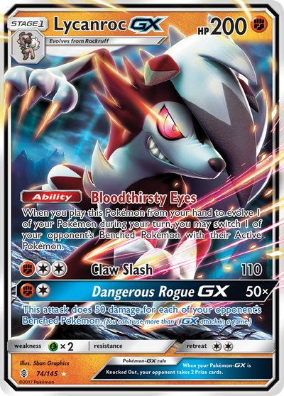 Lycanroc-GX 74 Rare Holo GX