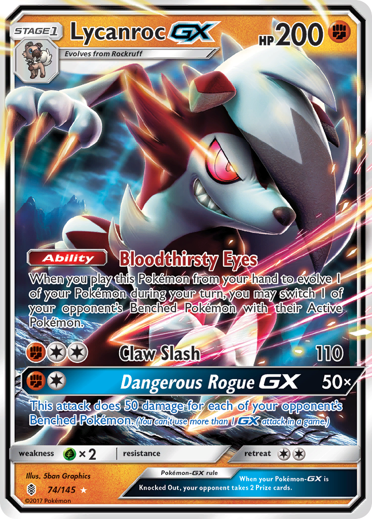 Lycanroc-GX 74 Rare Holo GX