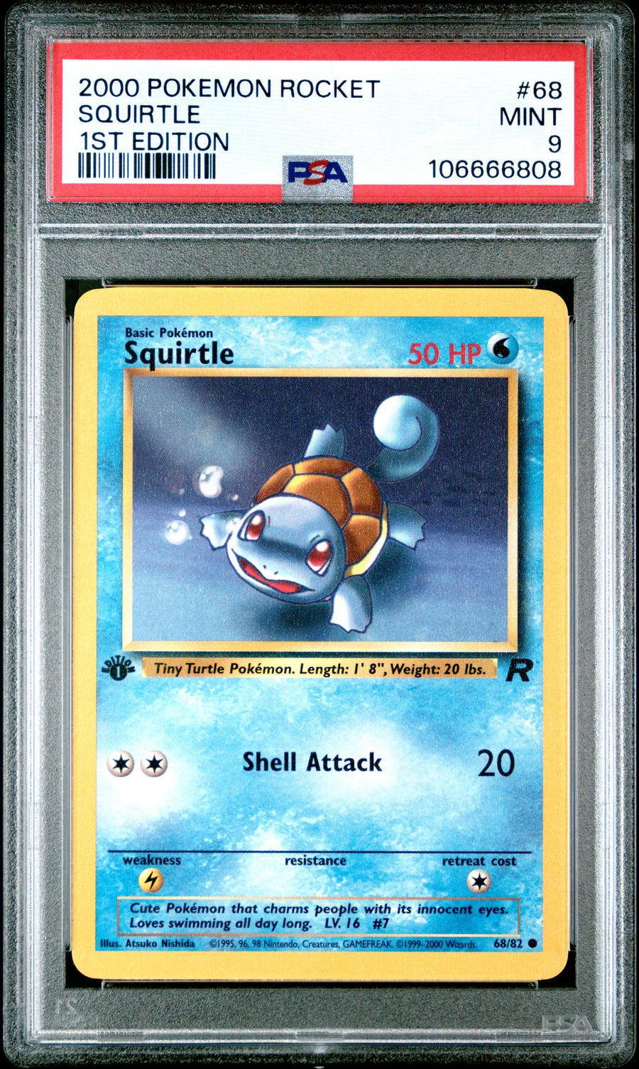 PSA 9 Squirtle 68 1st Edition front